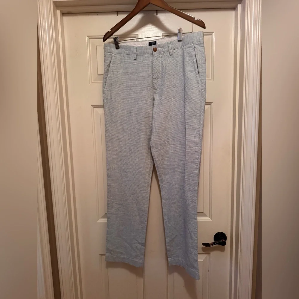 J. Crew - The Sutton - Men's Blue & White pin striped linen blend Pants